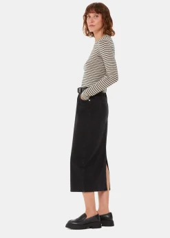 Black Fine Crew Stripe Knit