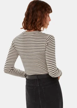 Black Fine Crew Stripe Knit