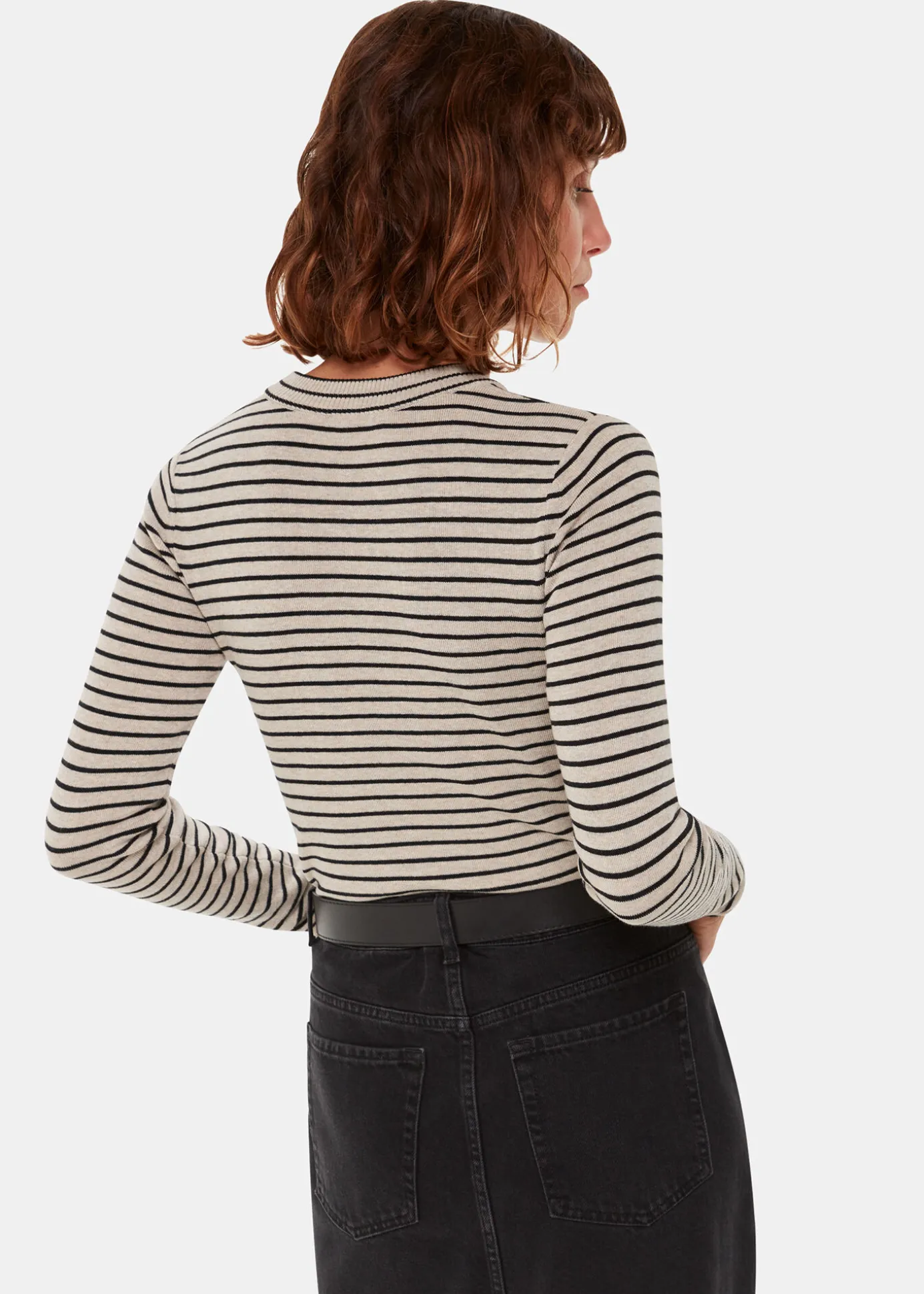 Black Fine Crew Stripe Knit