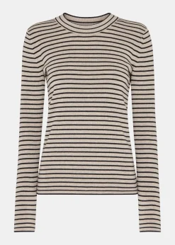 Black Fine Crew Stripe Knit