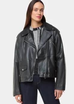 Black Freja Leather Biker Jacket