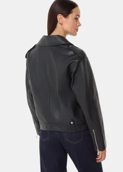 Black Freja Leather Biker Jacket