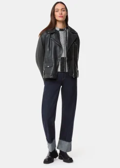 Black Freja Leather Biker Jacket