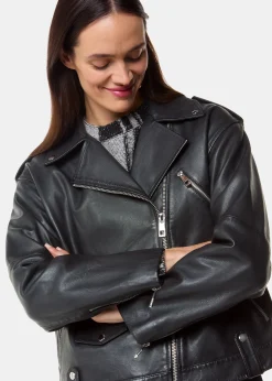 Black Freja Leather Biker Jacket