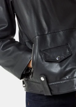 Black Freja Leather Biker Jacket
