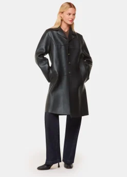 Black Gemma Bonded Leather Coat