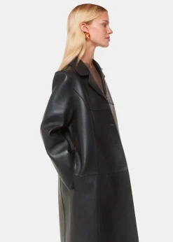Black Gemma Bonded Leather Coat