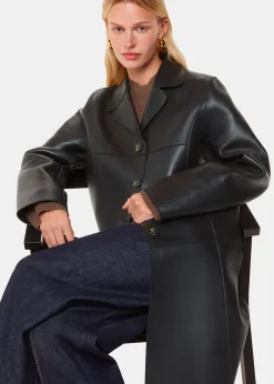 Black Gemma Bonded Leather Coat