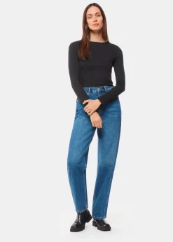 Black High Neck Long Sleeve Rib Top