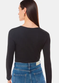 Black High Neck Long Sleeve Rib Top