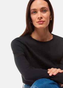Black High Neck Long Sleeve Rib Top