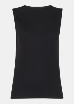 Black High Neck Rib Detail Tee