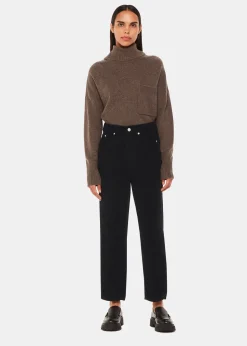 Black High Waist Cord Barrel Jean