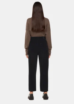 Black High Waist Cord Barrel Jean