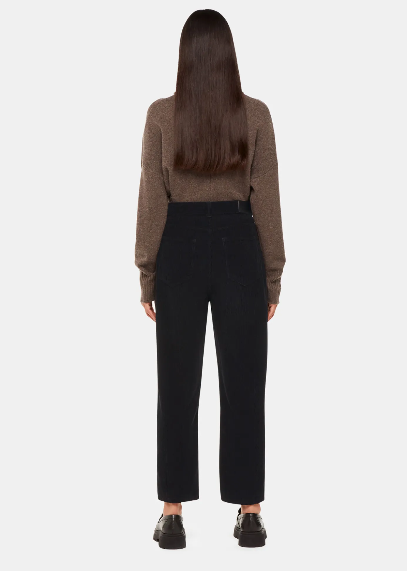 Black High Waist Cord Barrel Jean