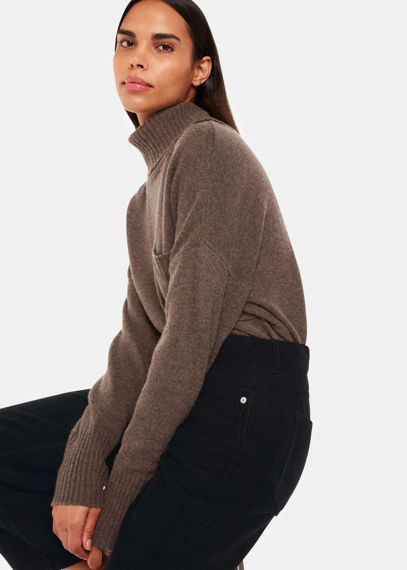 Black High Waist Cord Barrel Jean