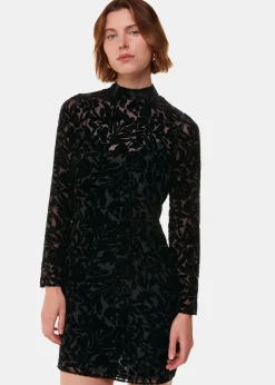 Black Hot Fix Floral Velvet Dress