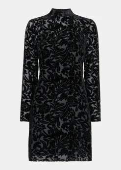 Black Hot Fix Floral Velvet Dress