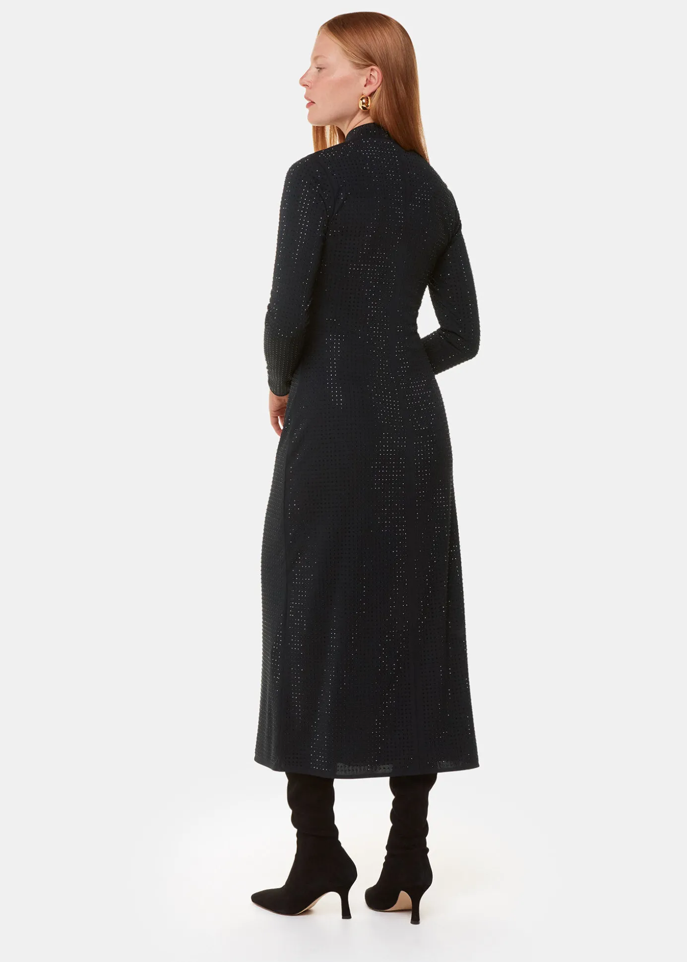 Black Hot Fix Jersey Midi Dress