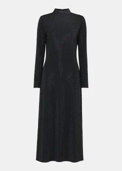 Black Hot Fix Jersey Midi Dress