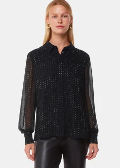 Black Hot Fix Sheer Shirt