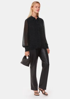 Black Hot Fix Sheer Shirt