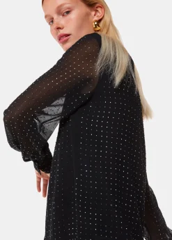 Black Hot Fix Sheer Shirt