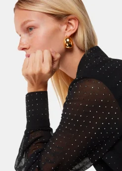 Black Hot Fix Sheer Shirt