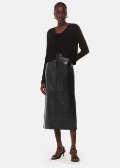 Black Jamie Leather Midi Skirt