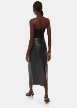 Black Jamie Leather Midi Skirt