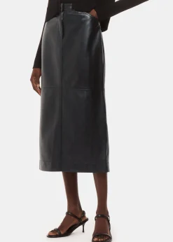Black Jamie Leather Midi Skirt