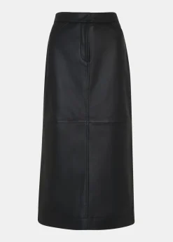 Black Jamie Leather Midi Skirt