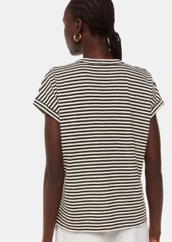 Black Jilly Stripe Button Top