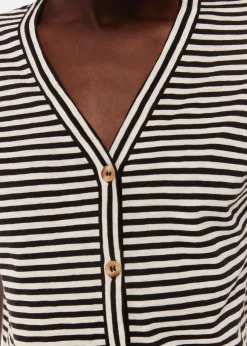 Black Jilly Stripe Button Top
