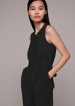 Black Josie Zip Front Jumpsuit