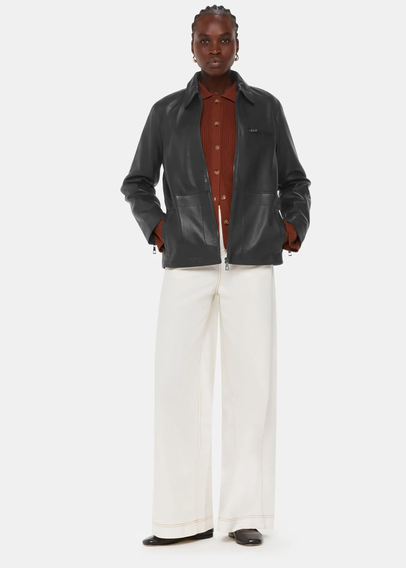 Black Kate Zip Leather Jacket