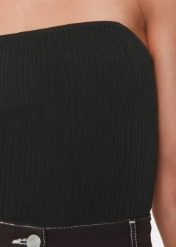 Black Knitted Bandeau Top