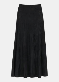 Black Knitted Pleated Skirt
