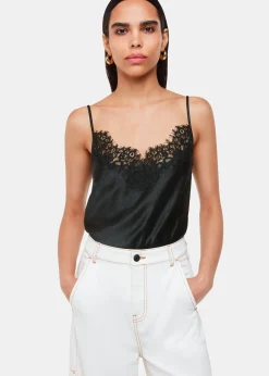 Black Lace Trim Cami Top