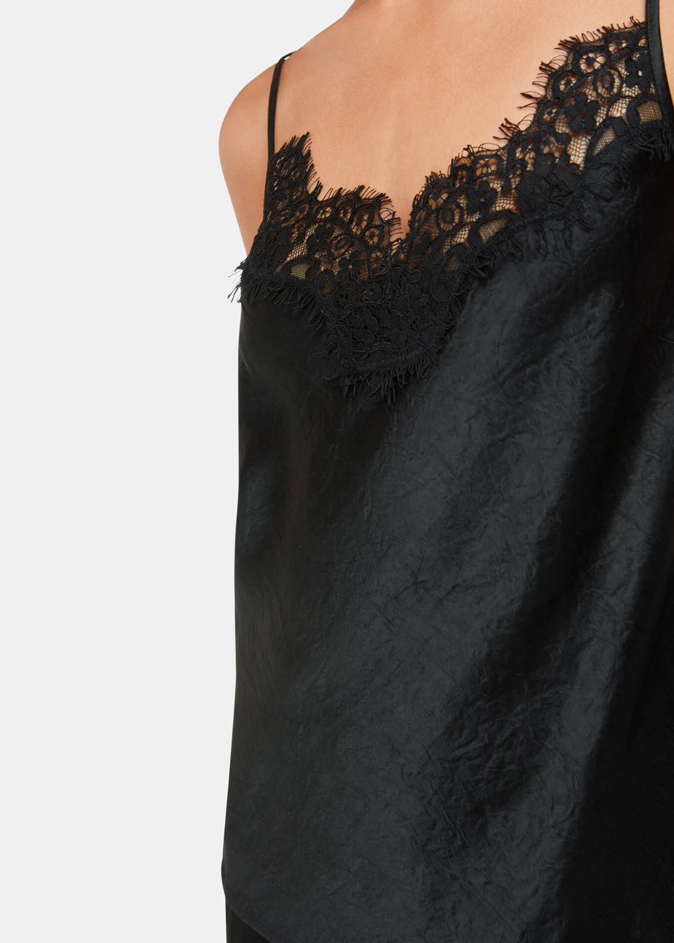 Black Lace Trim Cami Top