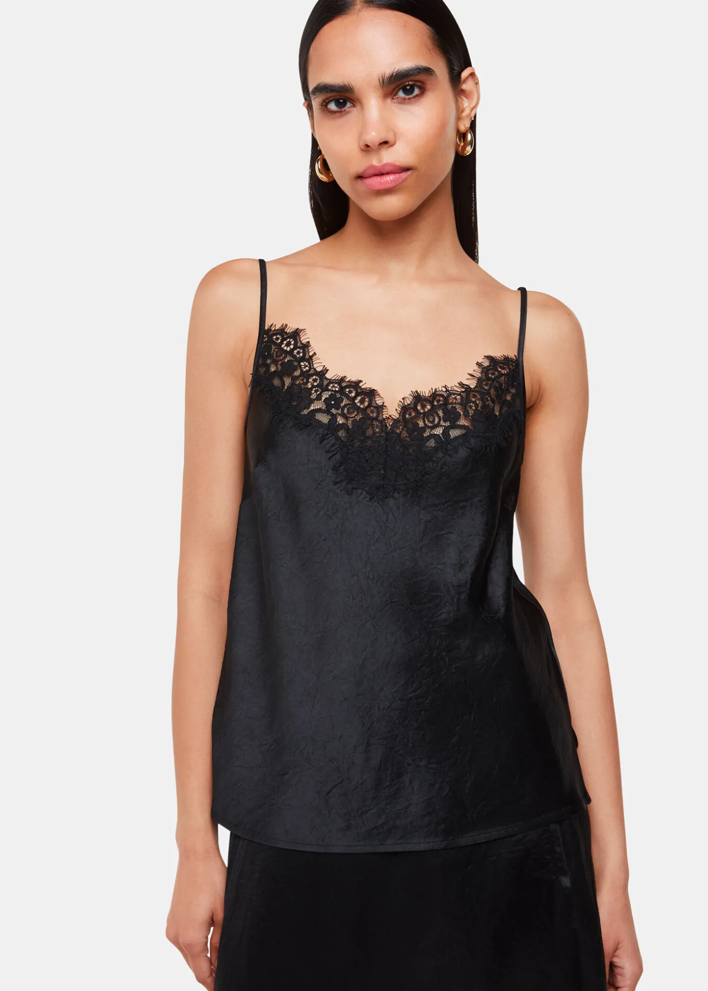 Black Lace Trim Cami Top