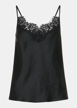 Black Lace Trim Cami Top