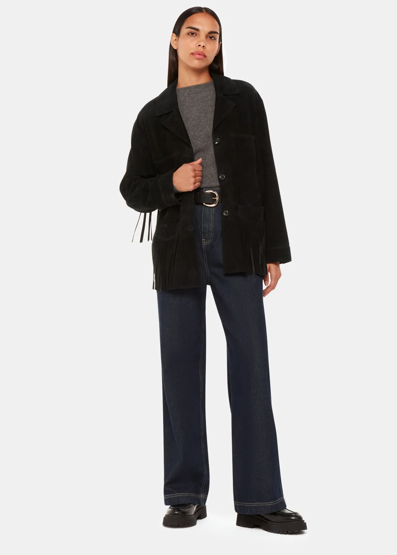 Black Lani Tassel Suede Jacket