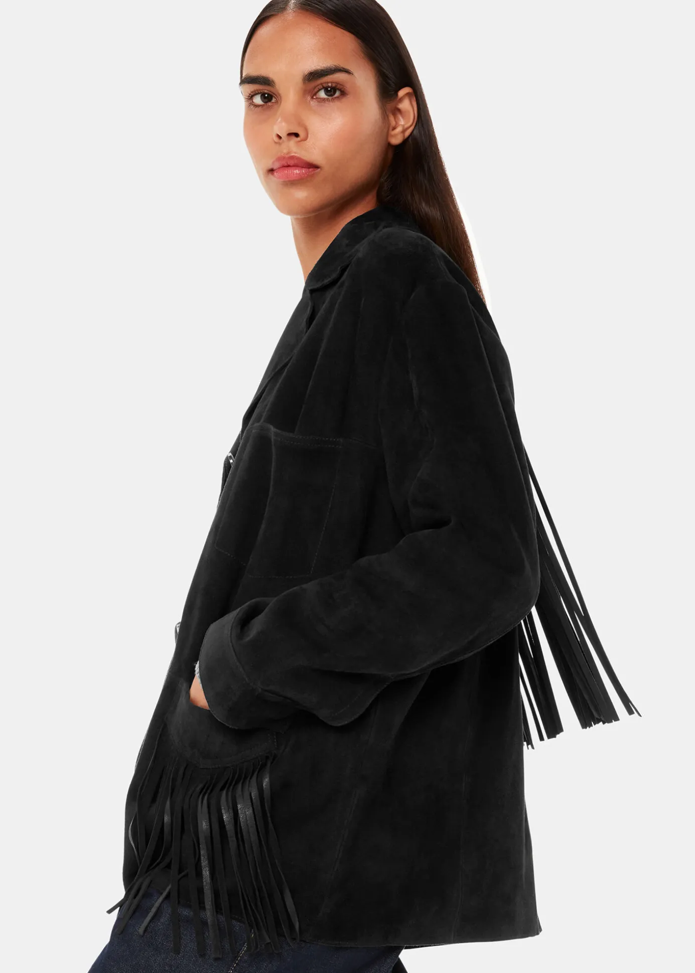 Black Lani Tassel Suede Jacket