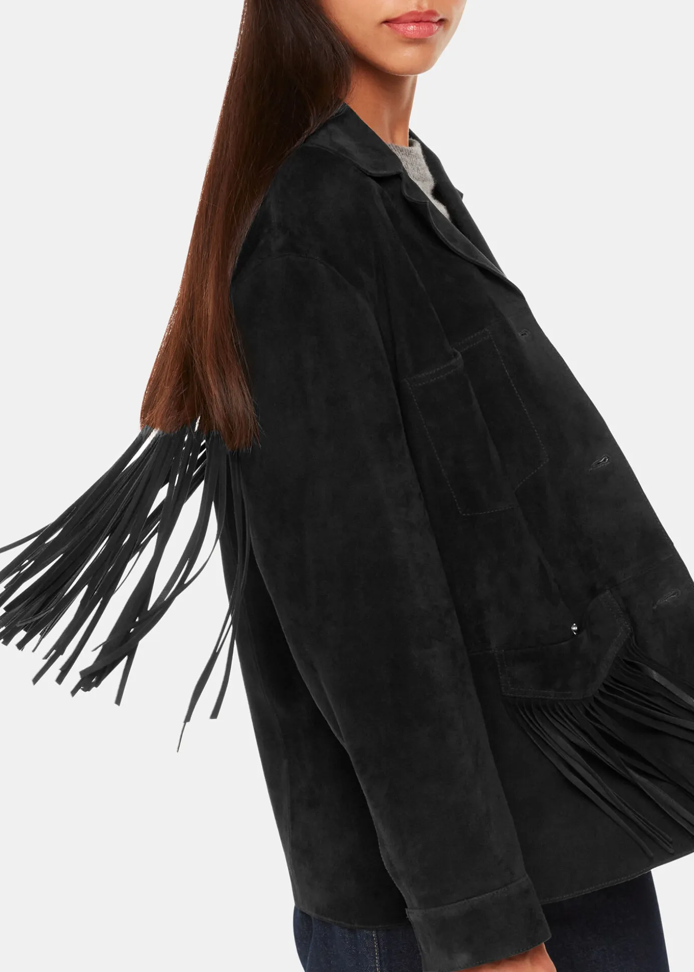 Black Lani Tassel Suede Jacket