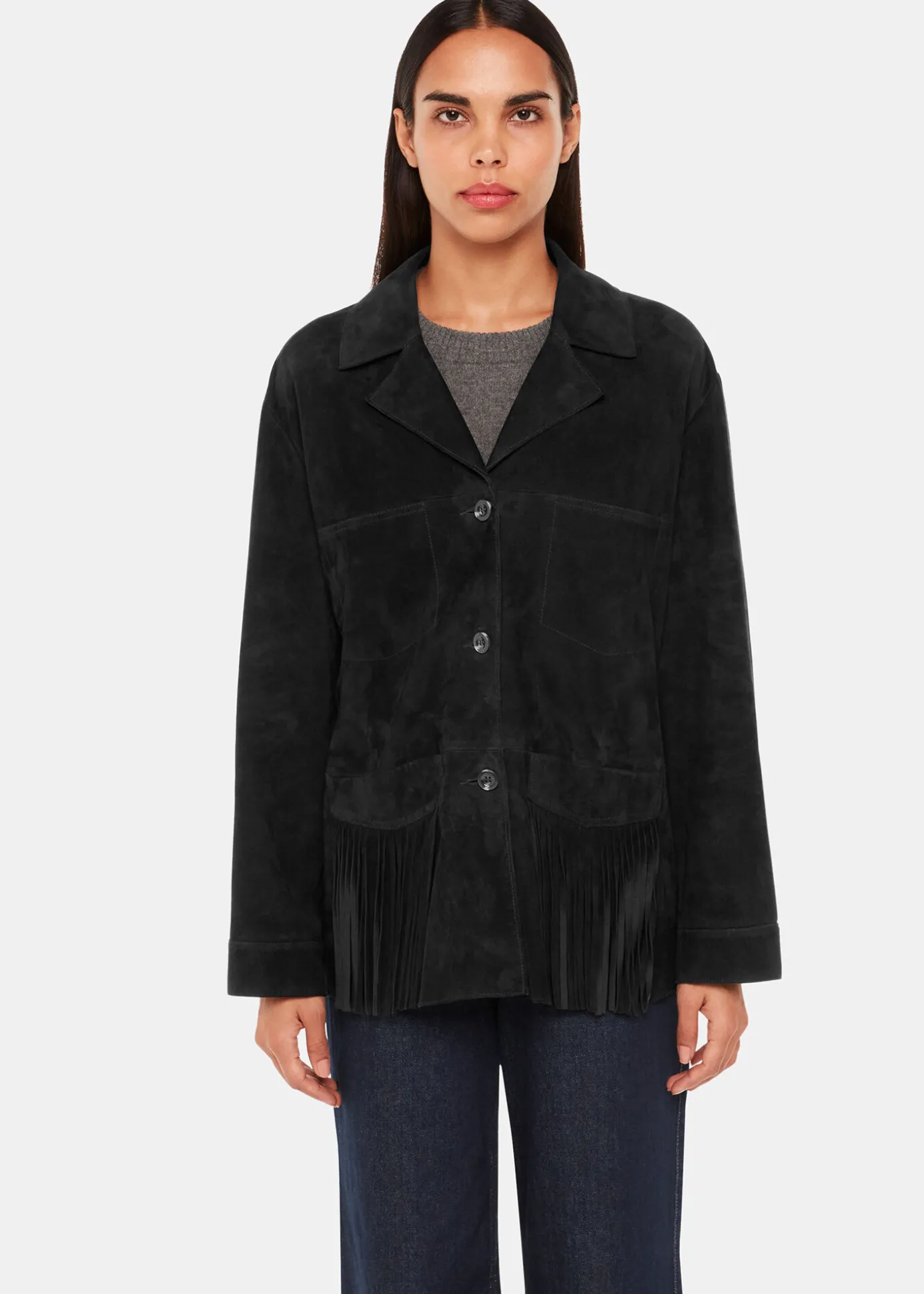 Black Lani Tassel Suede Jacket