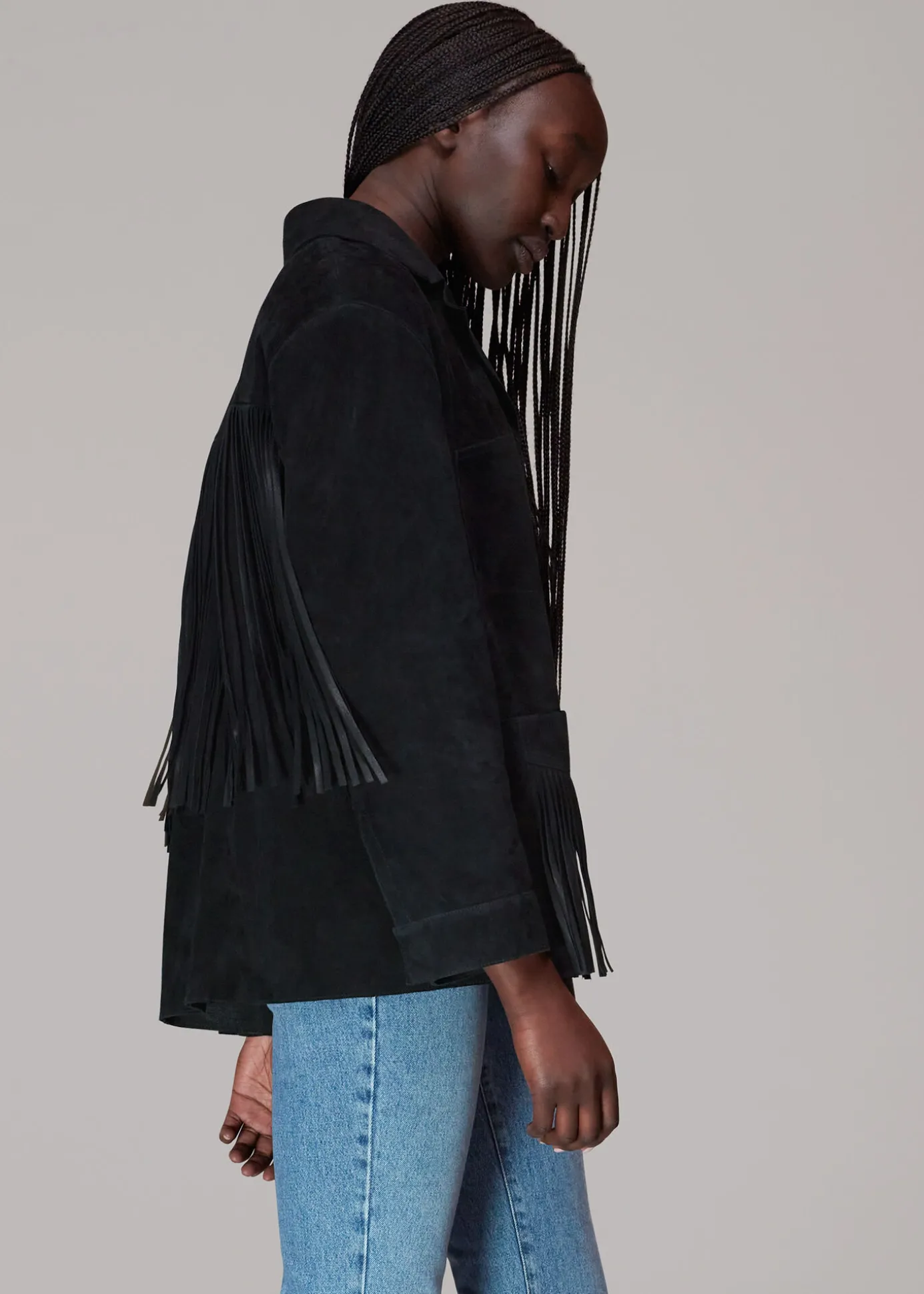 Black Lani Tassel Suede Jacket
