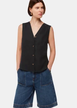 Black Laura Linen Tank