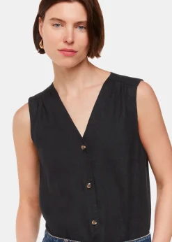 Black Laura Linen Tank