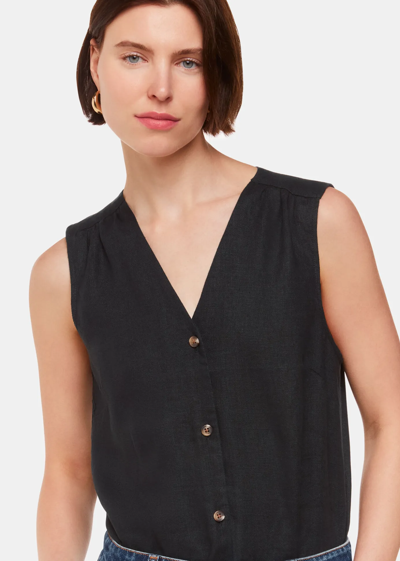 Black Laura Linen Tank